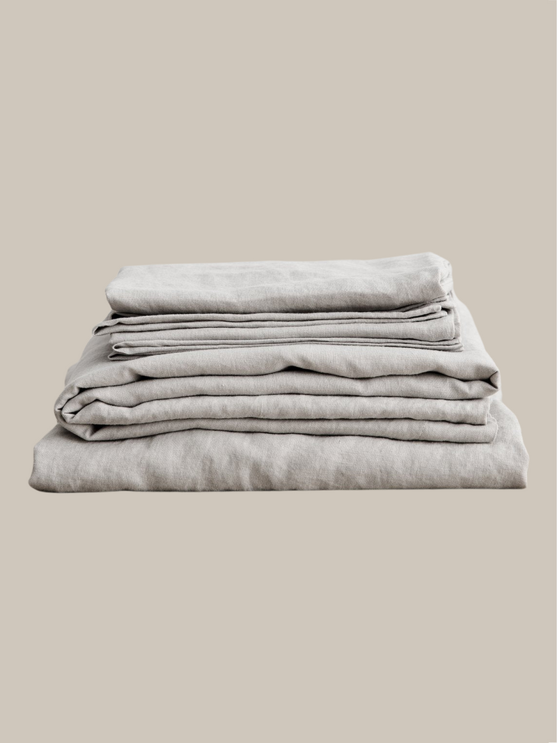 Linen Sheet Set With Pillowcases - Smoke