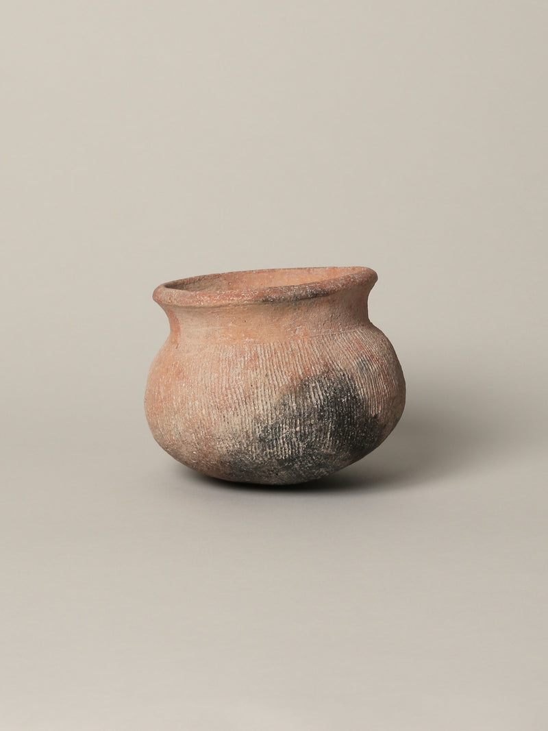 Archaic Earthen Ribbed Pot
