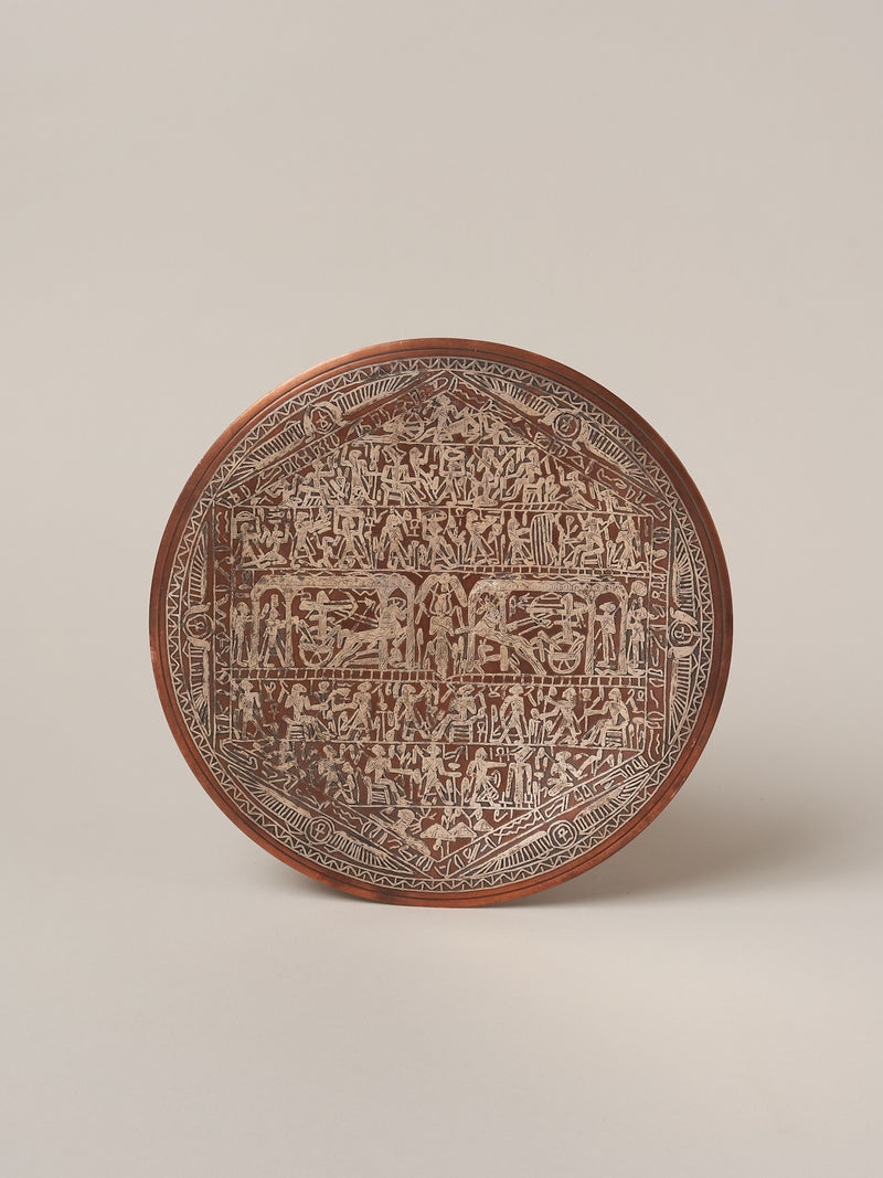 Egyptian Revival Copper & Sterling Inlay Plate