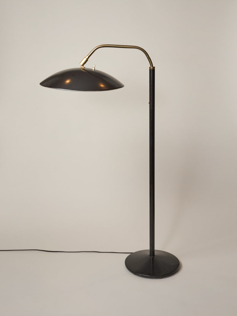 Vintage Mid Century Black and Brass Floor Lamp