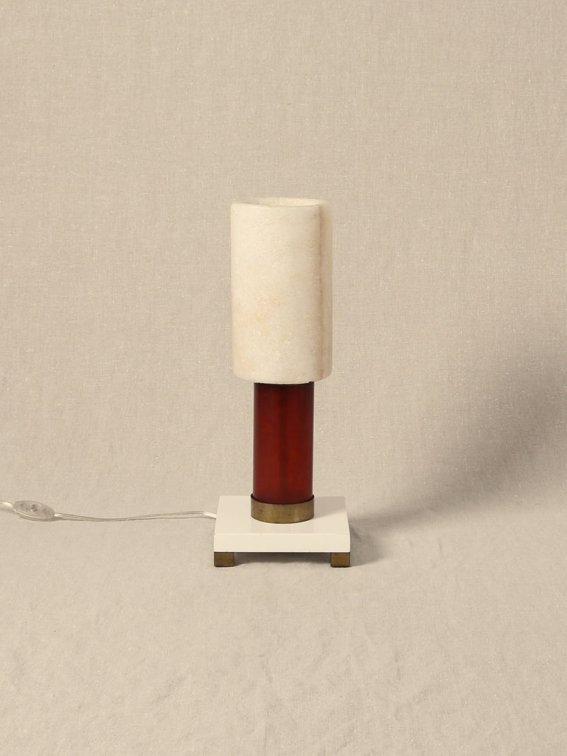 Red and Stone Table Lamp